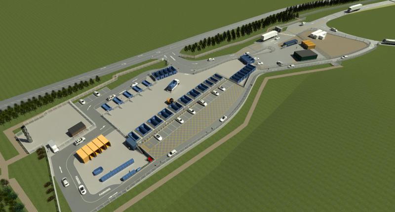 An artists impression of the new Foxhall Recycling Centre site, from a bird's eye view