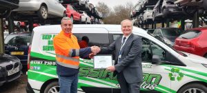 Assington Autos receiving their Carbon Charter Award. 