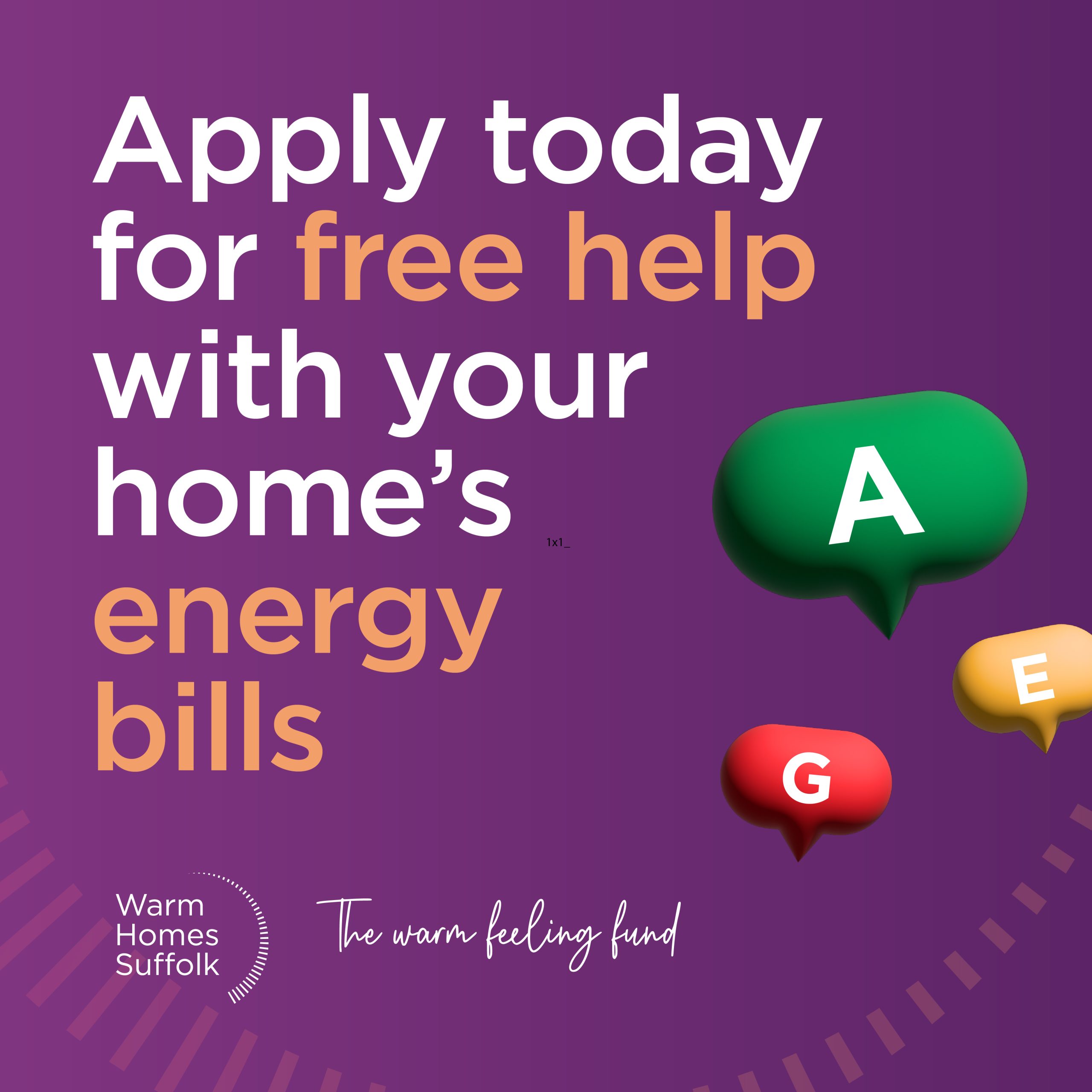 An advert reading "Apply today for free help with your home's energy bills".